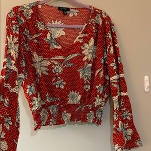 Jessica Simpson Red Floral Blouse